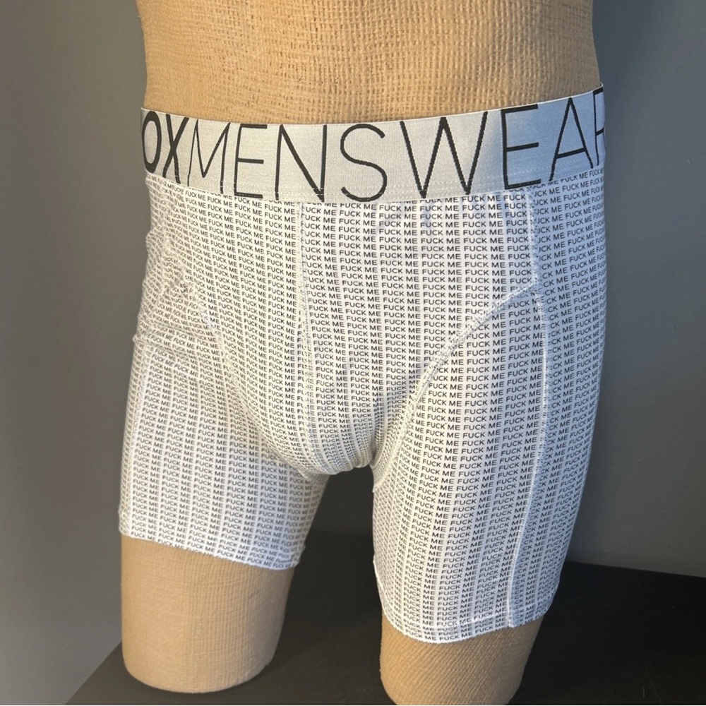 New Box Menswear  Boxer Trunks, White Graphic Logo, Extra Large